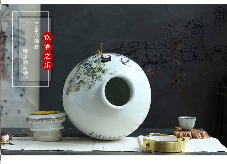 Jingdezhen ceramic jars mercifully bottle with tap 10 jins 20 jins 30 jin wine 50 kg it sealed jar