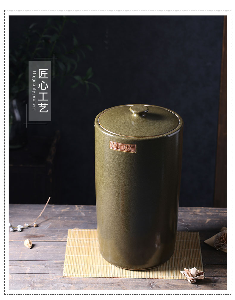 Jars of jingdezhen ceramic cylinder tank 20-40 kg jar ceramic tea bucket cylinder oil seal