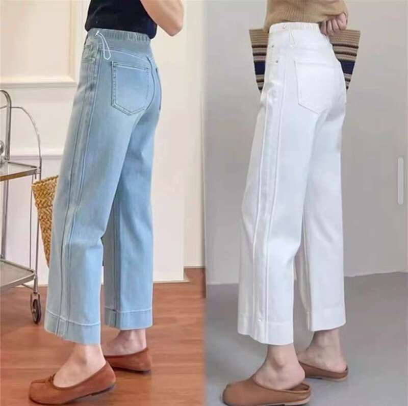 New Spring/Summer Maternity Jeans for Petite Women, Stretchy Straight-Leg Pants for Pregnant Women, Loose Fit, Slimming, No Belly Support