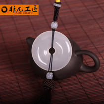 Car pendant safety buckle jewelry High-end jade safety charm Car interior pendant Car on-board charm