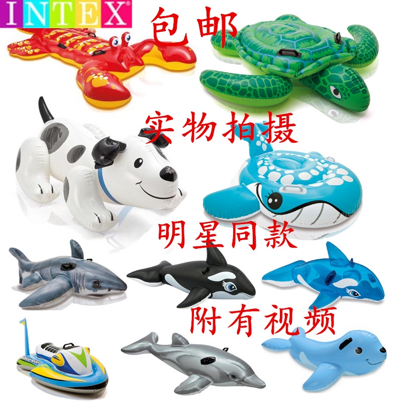 Adult oversized animal shape swimming ring dolphin blue whale sea turtle crocodile children's water inflatable mount toy