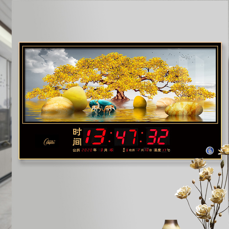 Conbassilk Perpetual Calendar Electronic Bell 2022 New Living Room Big Display Digital Silent Calendar Bell Hanging Wall Home Watch