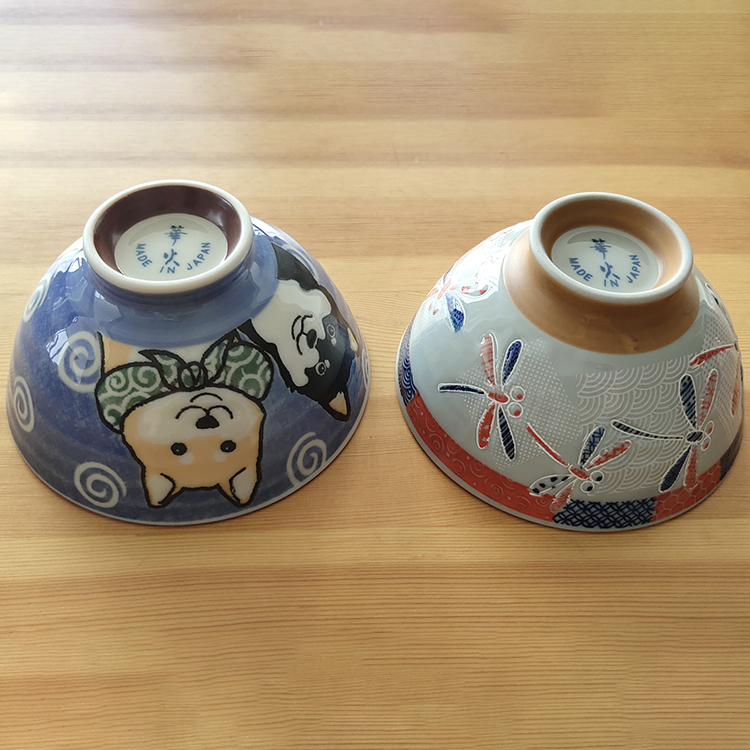 Japanese Imported Mino Ware Underglaze Ceramic Tableware Children's Rice Bowl Cute Cartoon Shiba Inu Dragonfly Owl