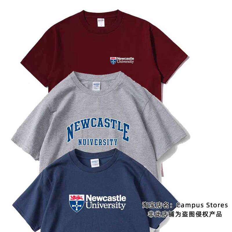 Newcastle University Peripherals Newcastle Short-Sleeved T-Shirt Ncl Souvenir Clothes School Uniforms for Men and Women