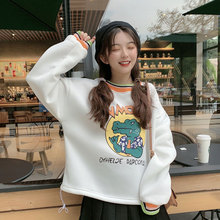 加绒加厚宽松慵懒风连帽外套卫衣