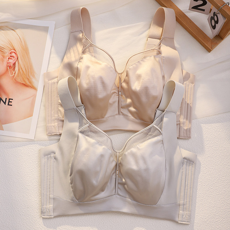 Genuine Brand Satin Large Bust Minimizing Bra for Women, Ultra-Thin, Side Breast Collection, Anti-Sagging, Adjustable, Soft Underwire Bra