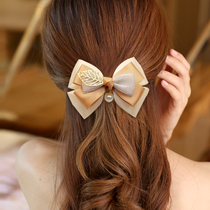 Fresh bow hairpin Korean version of the head flower tie head card imitation pearl pendant hair accessories top clip head accessories A0133