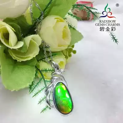 Bi Jincai Natural Canadian Spotted Stone Pendant 925 Silver Surface Crystal Film Coated Snail Fossils