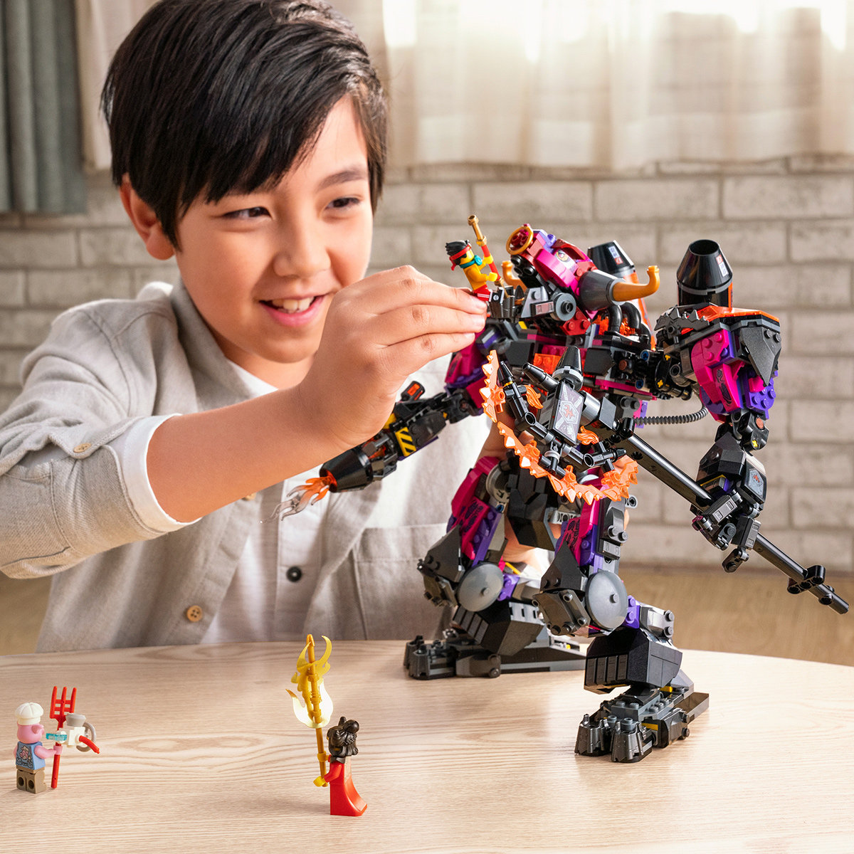 Compatible with Lego Wukong Xiaoxia Niu Demon King Lie lighter mecha 80010 Qitian Dasheng assembled Chinese building block toys