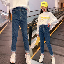  Girls  jeans spring and autumn 2021 new Korean version of the big childrens autumn trousers Western style small pants childrens pants