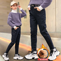 Girl Winter Clothing Plus Suede Pants New Children Great Boy Autumn Winter Girl Outwear Foreign Air Thickened suede jeans