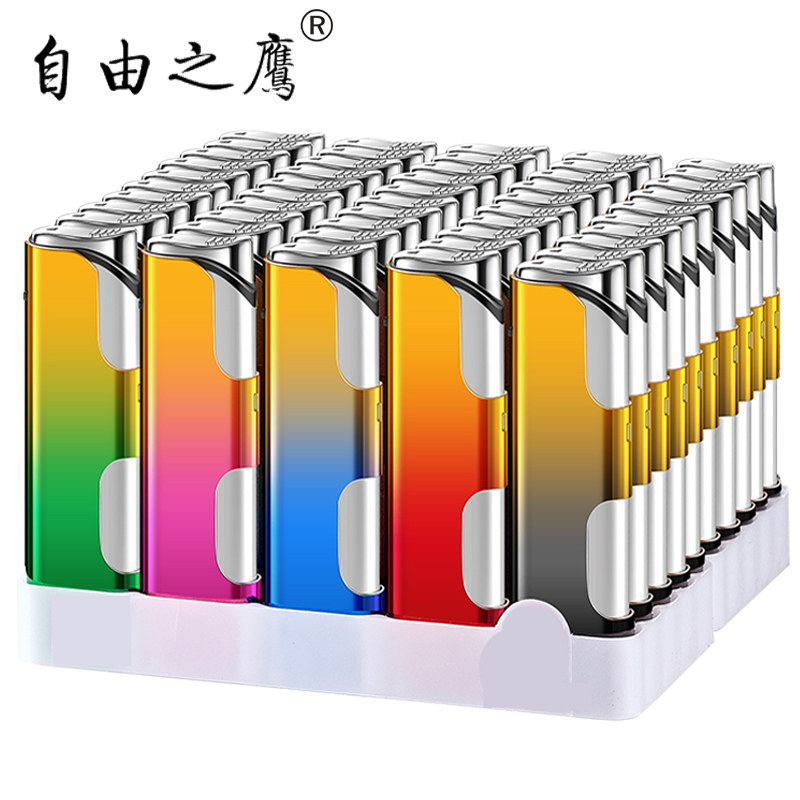 Metal shell straight-through windproof lighter 50 whole boxes of disposable lighters custom-made printing custom-made LOGO