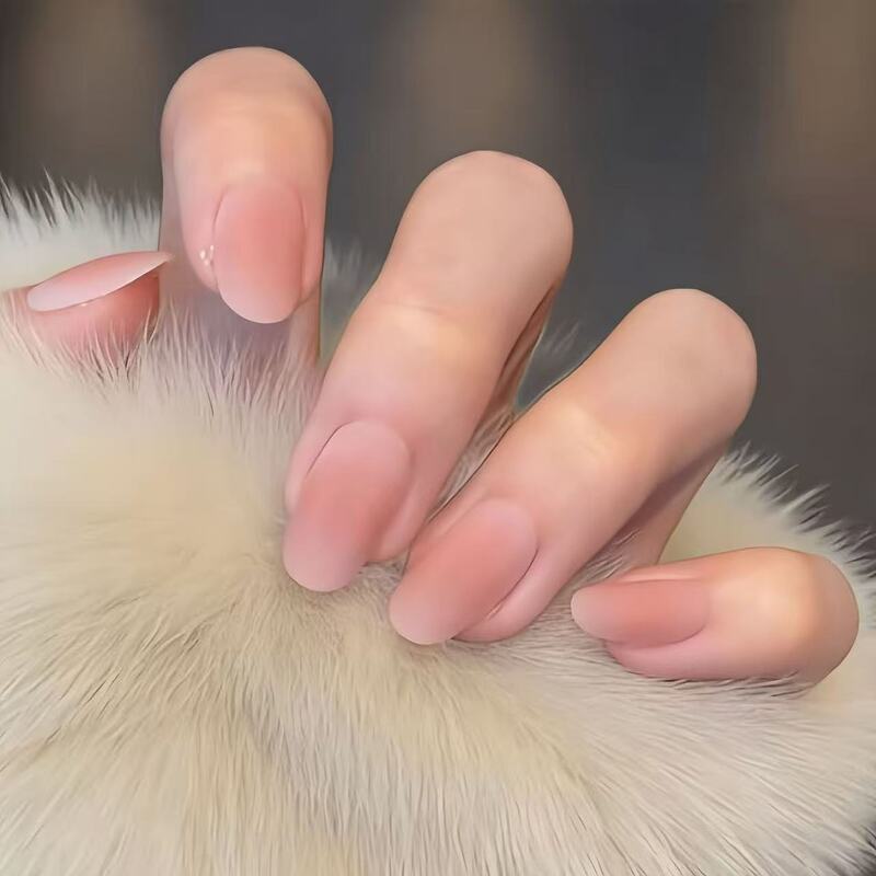 Peach Matte Nail Stickers Gradient Pure White-Enhancing Nail Art Wearable Nails Finished Matte High-End Frosted Wearable Nails