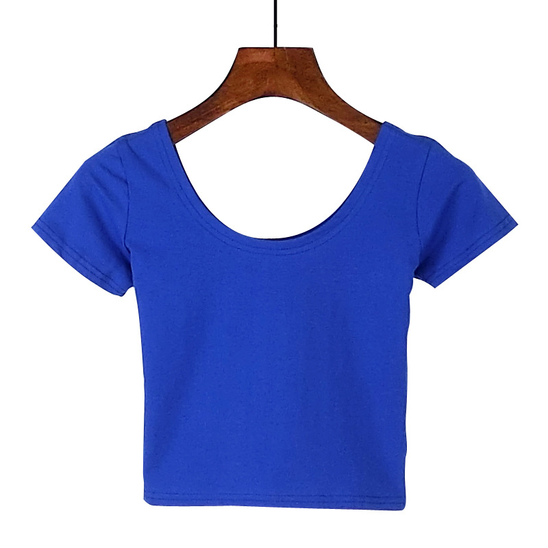 Mùa hè Nữ Latin Latin Tops Navel Thể thao ngắn Tay ngắn Cotton Cotton Eo cao Yoga Yoga Thực hành Quần áo - Khiêu vũ / Thể dục nhịp điệu / Thể dục dụng cụ váy dancesport latin