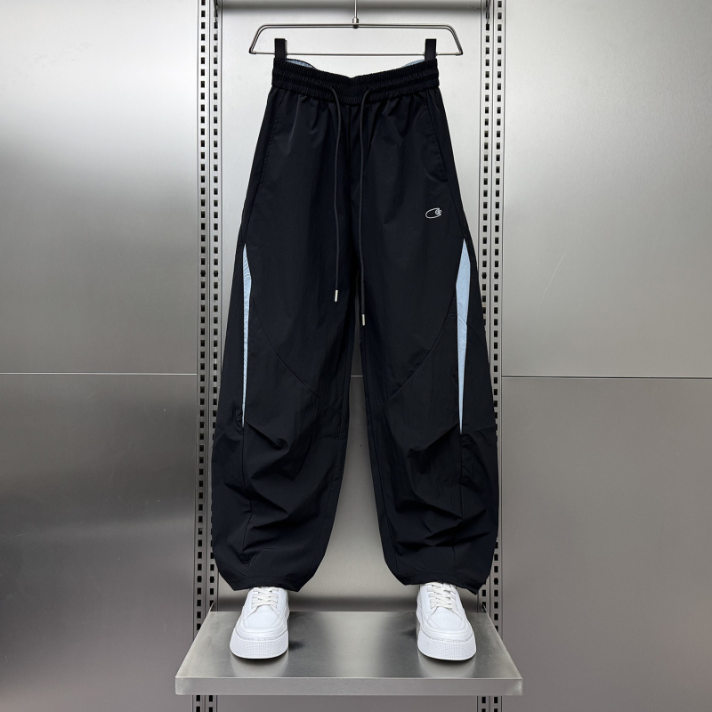 2026 Summer Black Patchwork Quick-Dry Casual Pants Men's Trendy Jogger Wide-Leg Pants Cool Versatile Sports Trousers 2026 Summer Black Patchwork Quick-Dry Casual Pants Men's Trendy Jogger Wide-Leg Pants Cool Versatile Sports Trousers