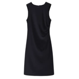 Высококачественное текстурированное черное шифоновое платье 2024 Новая женская летняя рабочая темперамент Ol Внутренняя рукавочная черная юбка