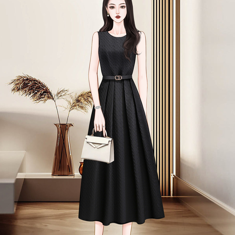 High-End Party Dress, Black Sleeveless Dress, Summer Women's Clothing 2026, Elegant Dress, Hepburn Style Waist-Cinching Long Dress