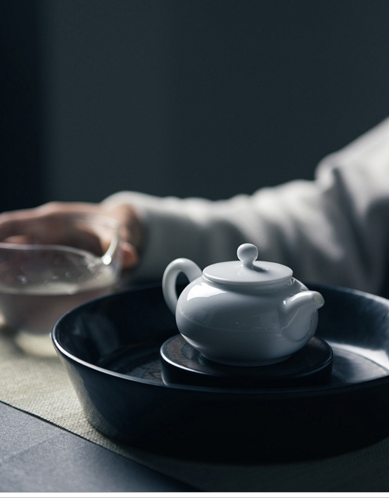 Kung fu tea set a single teapot jingdezhen porcelain teapot flat belly pot of Chinese antique small single pot hand celadon