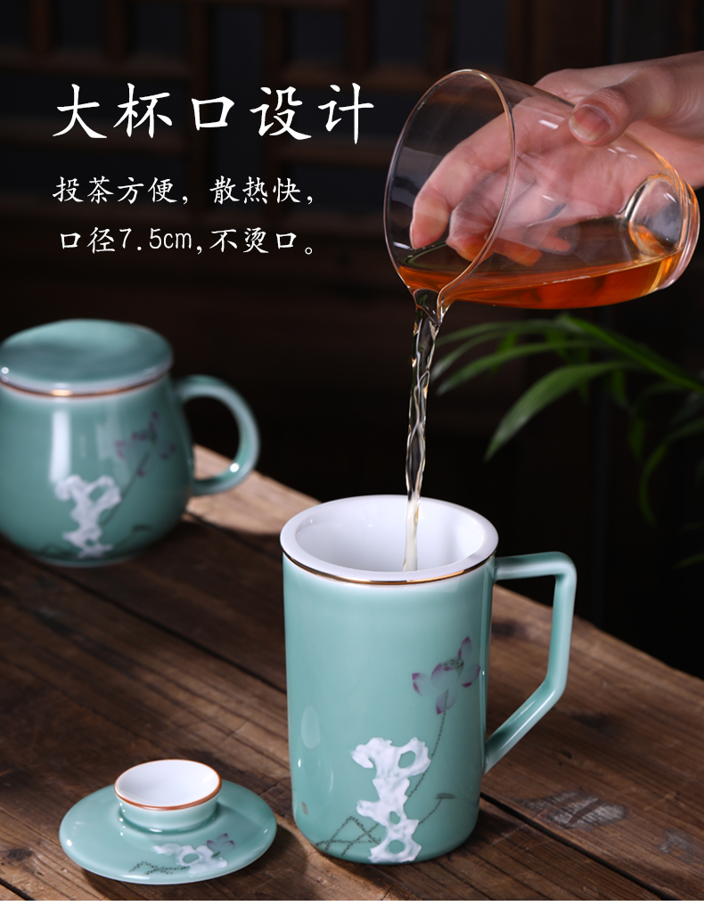 Jingdezhen ceramic keller. Male and female office tea lovers glass a glass office cup for cup with cover