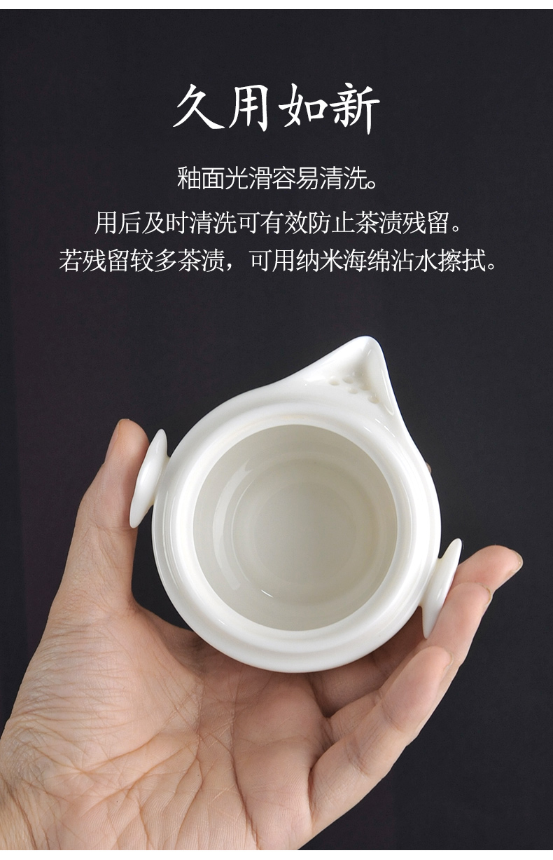 A pot of white porcelain crack cup 2 cups of contracted kung fu tea set travel small sets of portable teapot teacup household