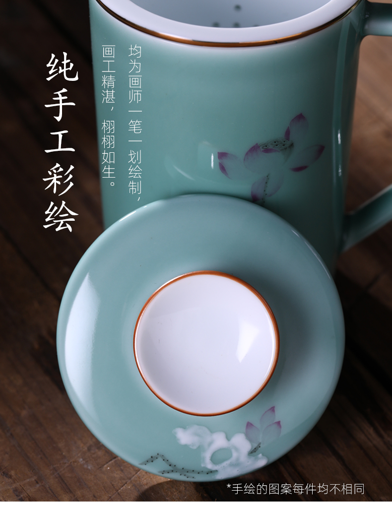 Jingdezhen ceramic keller. Male and female office tea lovers glass a glass office cup for cup with cover