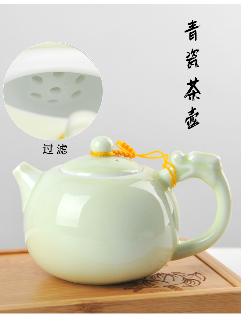 Ceramic kung fu tea set with tea tray of a complete set of gift boxes white porcelain of jingdezhen holiday gift hand grasp pot of household