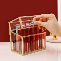 Net red with cover glass cosmetics lipstick storage box plus high dust-proof lip glaze lipstick desktop dresser shelf