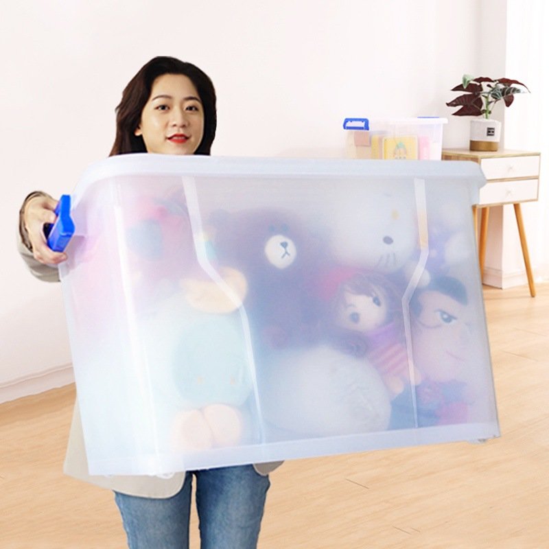 Extra large transparent storage box plastic household outdoor quilt clothes sundries multi-purpose sorting box storage box