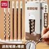 Deli Brown Wood Hole Pencil for Elementary School Students, Special for Correcting Grip Posture, Hb, Not Easy to Break, Triangular Barrel Pencil, High Appearance Value