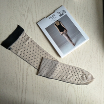 New Fiore sling stockings 20D nude stockings back line with black bow wave dot toe transparent
