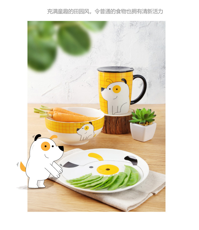 Japanese household tableware, lovely ceramic bowl chopsticks to eat noodles bowl large suit students dormitory salad bowl of soup bowl