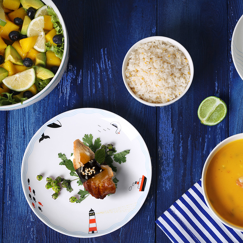 Sailing 4/6 series of northern European ceramic dishes suit household who dream combination tableware dishes of eating Chinese dishes