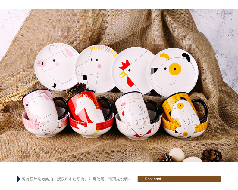Japanese household tableware, lovely ceramic bowl chopsticks to eat noodles bowl large suit students dormitory salad bowl of soup bowl