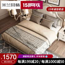 American fabric bed Simple modern master bedroom ins net celebrity bed 1 8m double bed Nordic style bed Solid wood