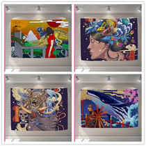 Young Girl Ins Nets Red Japanese Sushi Style Storefronts Decoration Hung Cloth Painting Day Style Floating Painting Personality Background Cloth
