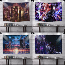 Day Style Cartoon Knife Sword God Domain Bedroom Room Decorated Bucartoon Ins Wind Hang Cloth Student Dorm Background Wall Cloth