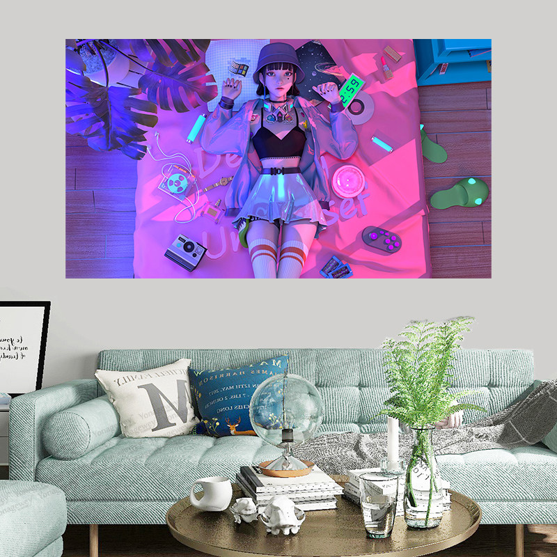 Animation cartoon characters collection of American web red anchor decoration background cloth dormitory wall cloth bedroom hanging cloth