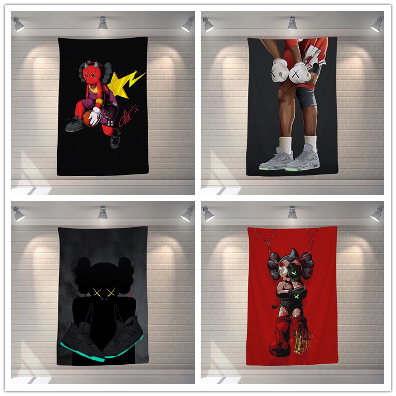 KAWS Vertical Version Pattern Hanging Cloth Dormitory Bedroom Bedside Clothing New Tide Cards Storefront Live Web Red Wall Decoration Hung Painting