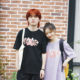 S1y1 wanton Ozonehole tattoo bear T-shirt short-sleeved Japanese cute couple national trend street versatile bf style