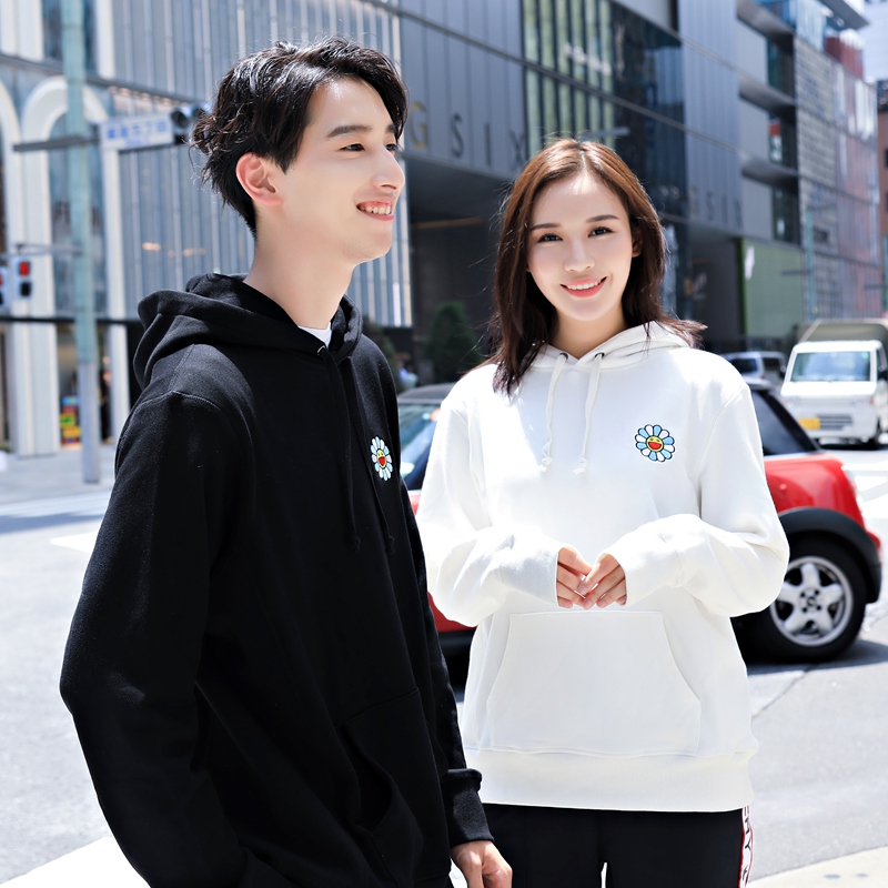 [Spot] Trunk 16 mùa thu và mùa đông thêu Murakami Takashi hoa hoodie đôi áo len trùm đầu nam và nữ áo len cổ cao