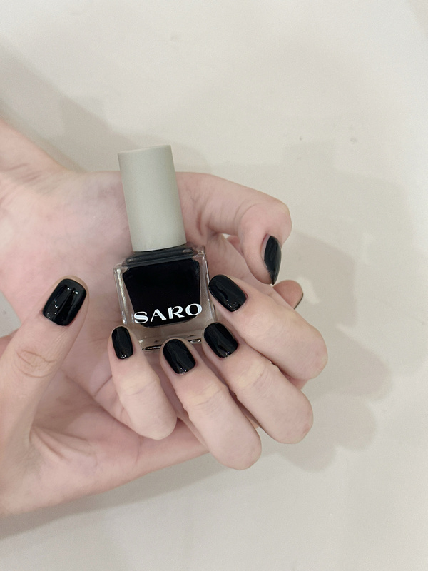 Saro Pure Black M-022 No-Bake Water-Based Peel-Off Nail Polish Brightening Dark Black No Lamp Needed