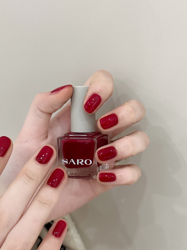 Saro Cherry Red M-014 No-Bake Water-Based Peel-Off Nail Polish Brightening Red No-Curing Lamp Bottle