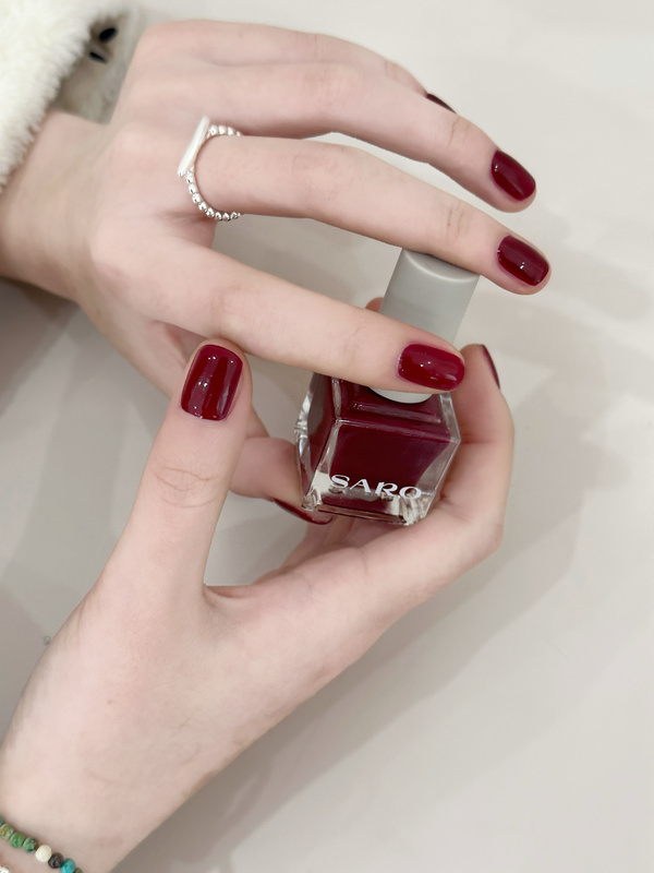 Saro Saro Burgundy Cherry Color M-015 Water-Based Peel-Off Nail Polish Brightening No Lamp Needed