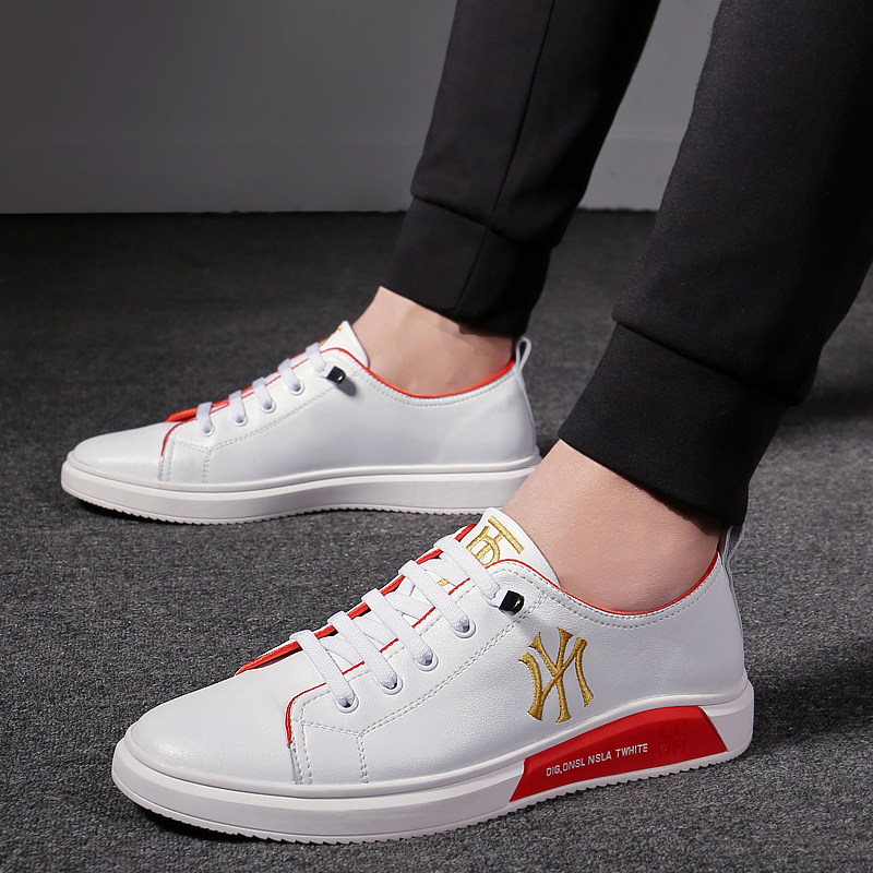 2023 new spring and summer slip-on white shoes men's casual shoes Korean version all-match fashion leather shoes