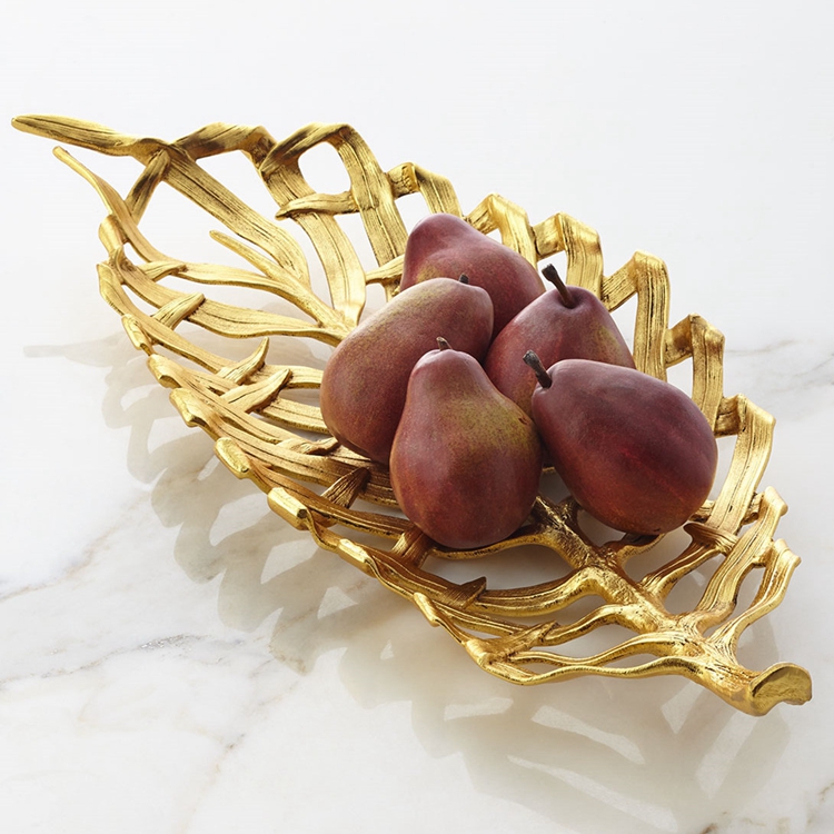 Michael Aram handmade gold leaf series creative hollow leaf shape plate