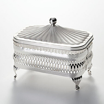 British silverware British made rectangular dish small dish glass dish with lid
