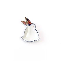 Qiquan Made in Japan Blue Eared Bunny Peanut Bean Snack Plate for Modern Home Daily Use 10cm