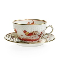 Richard Ginori Italian painted rooster relief orange afternoon tea cup and saucer 240ml