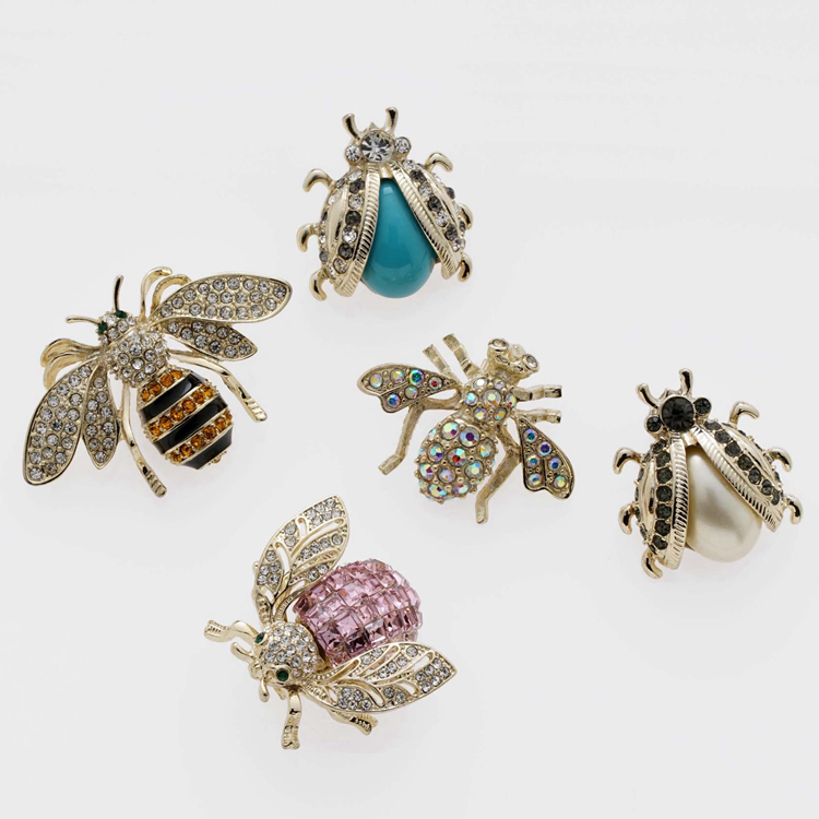 Joanna Inlaid glass diamond multi-purpose jewelry clip Colorful small insect decoration clip Home jewelry 5 sets