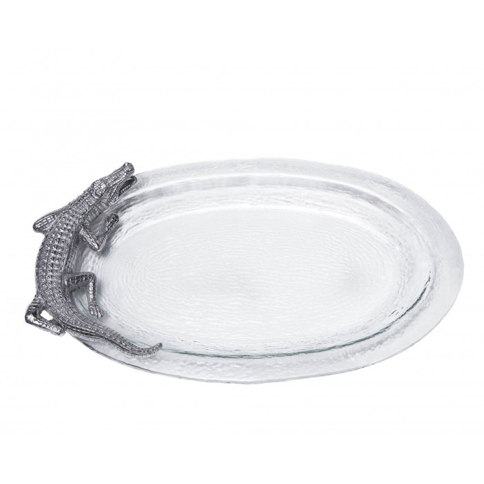 Arthur American designer Silver Alligator series Oval Glass Fruit Tray Tray 50 8cm